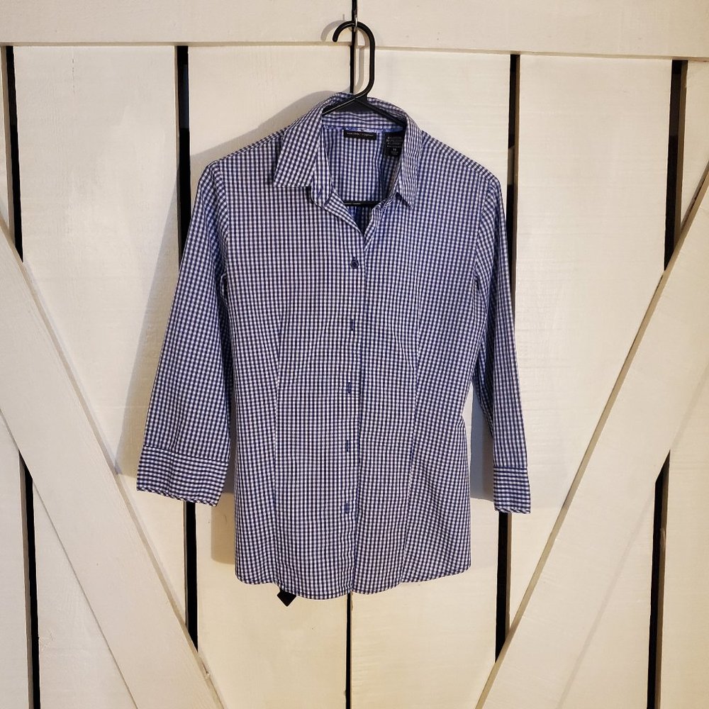 NY & Co Blue & White Checkered Button Up - Sz M